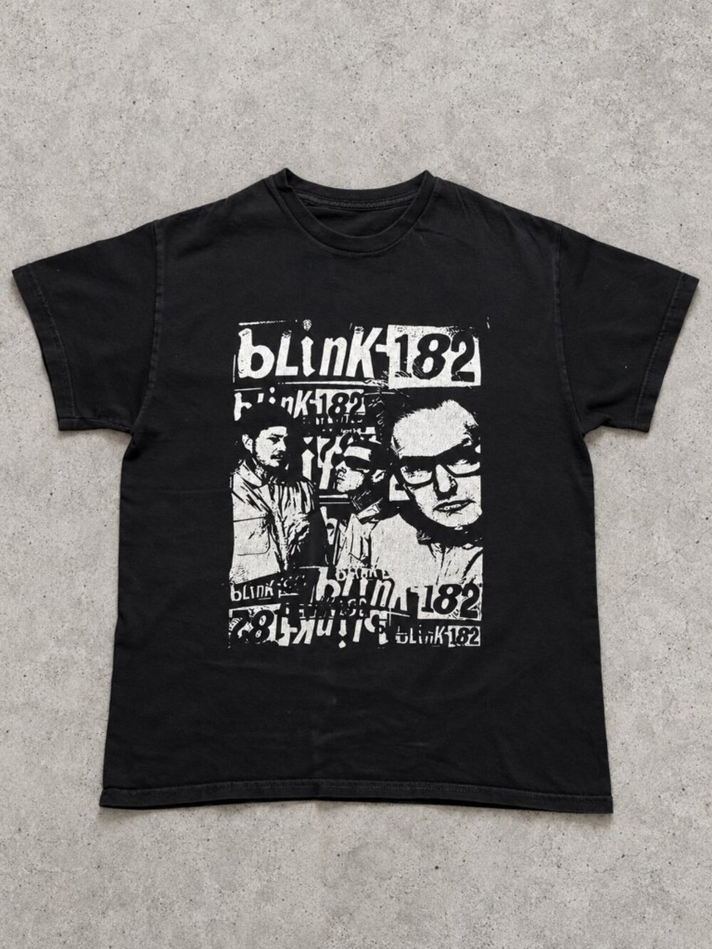Blink-182 Portrait Collage Black Gildan T-Shirt